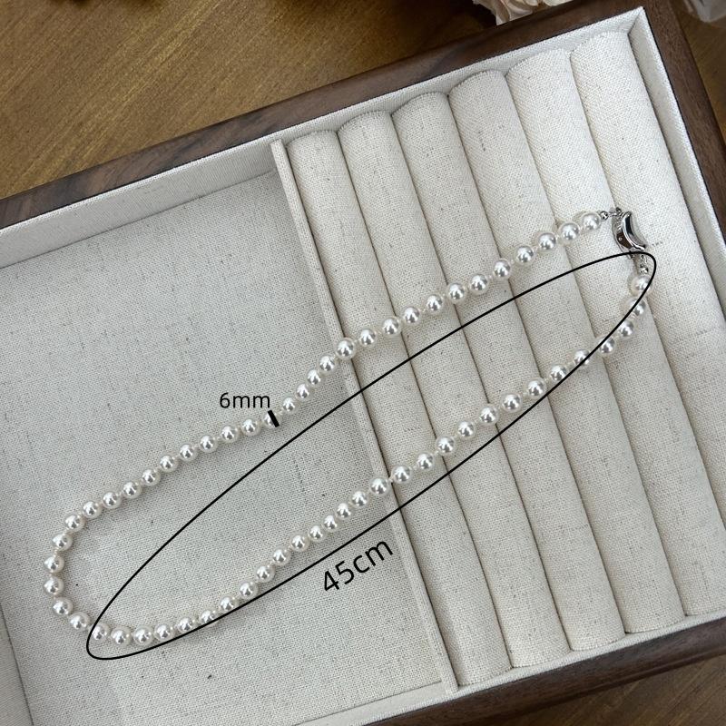 1 шт. Круглое, яркое, искусственное жемчужное ожерелье, французский узел, легкая роскошь, высококачественная цепочка для свитера