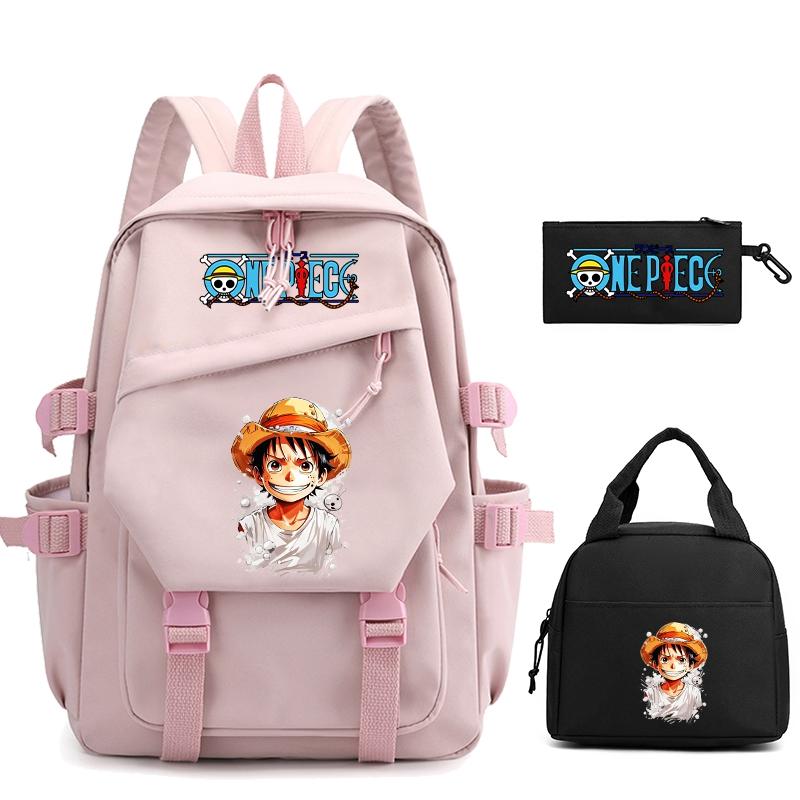 3 шт./компл., цельный нейлоновый рюкзак в стиле аниме с сумкой для обеда для девочек и мальчиков, школьный рюкзак для мужчин и женщин, дорожная сумка для отдыха