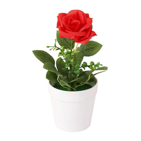 Искусственная Роза в Горшке Настольная Искусственная Роза Бонсай Многоразовая Искусственная Роза в Цветочном Горшке для Домашнего Офисного Декора Реквизит для Фотографии