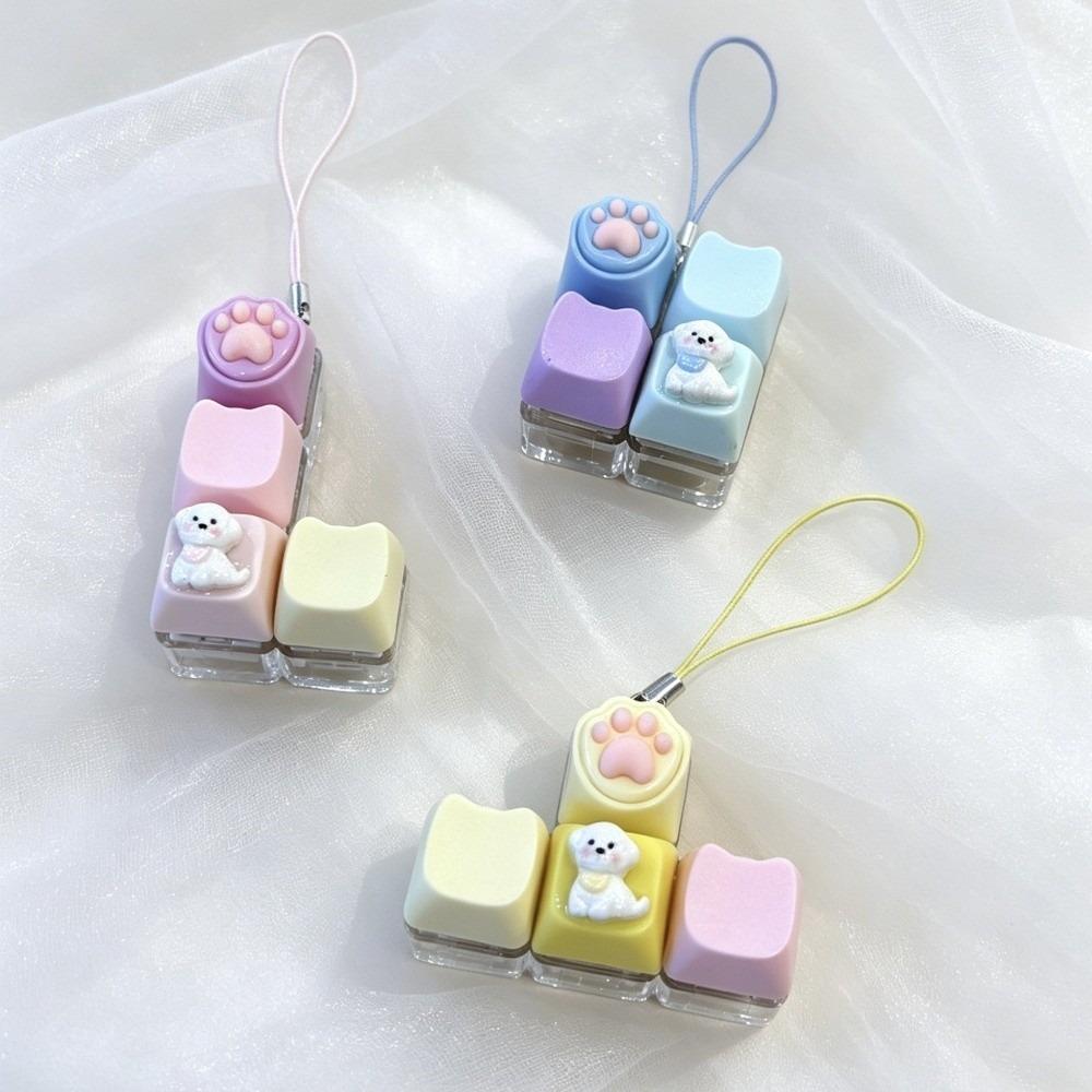 Plastic Fidget Buttons Pendant Cat Paw Fidget Clicker Keychain Pass The Boring Time