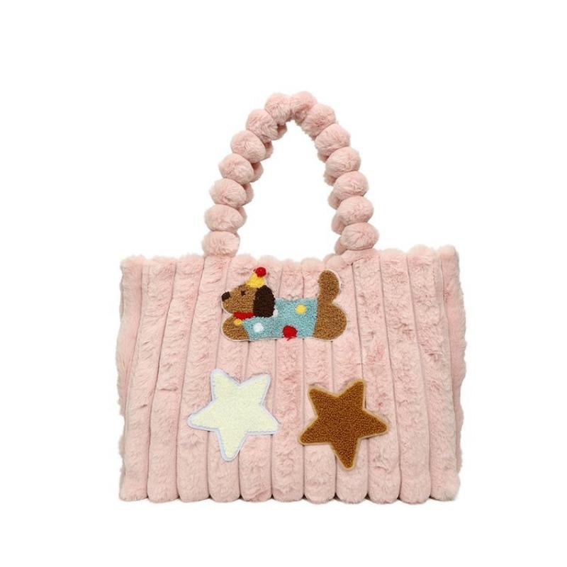 Сумка-тоут такса осень новая милая женская сумка через плечо большой вместимости портативная плюшевая сумка тренд