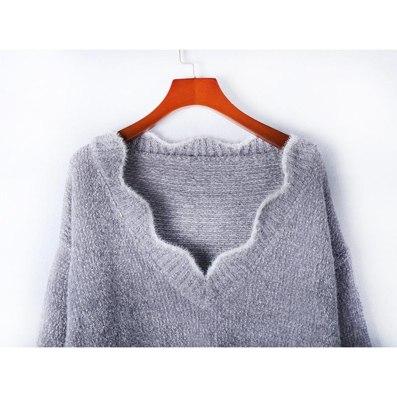 Пуловер с V-образным вырезом, теплый мягкий тканевый милый пуловер, разноцветная трикотажная базовая рубашка, женская повседневная рубашка с длинными рукавами, осень-зима