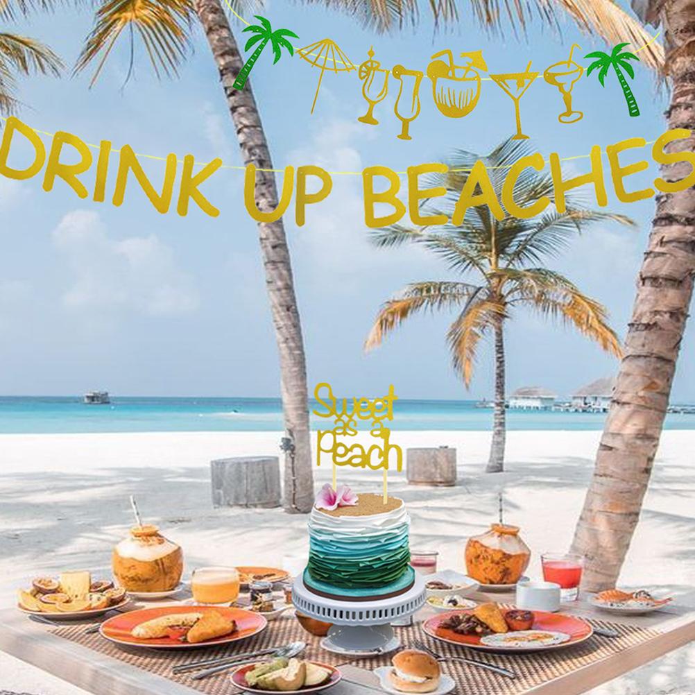 1 комплект баннеров для пляжной вечеринки на берегу моря, гирлянды для летней вечеринки, декор для фотобудки, блестящий баннер с гирляндами