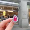 Бижутерия Имитация Цветной Сокровищница Ретро Стиль Кольцо Сияющее Алмазами, Кольцо Капля Воды Основной Камень 10 * 16