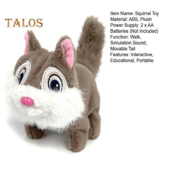 Electric Plush Squirrel Toy Interactive Jumping Movable Tail Squirrel Toy Toddlers Educational Baby Tummy Time Crawling Stuffed Animal Toy
