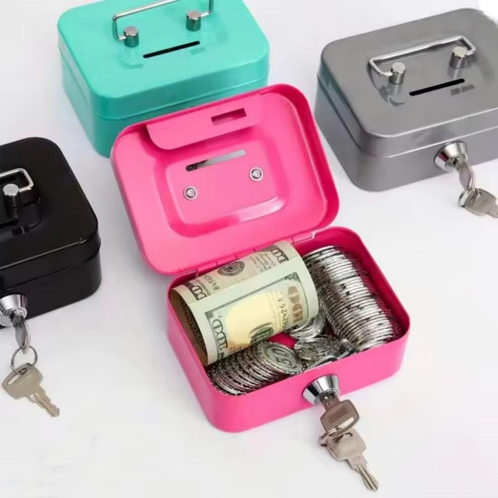 with Key Lockable Cash Box Metal Storage Box Coin Bank Piggy Bank For Kids