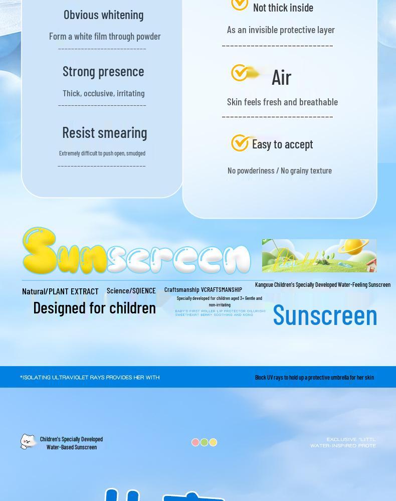 Kangxue Детский водостойкий солнцезащитный лосьон SPF30+