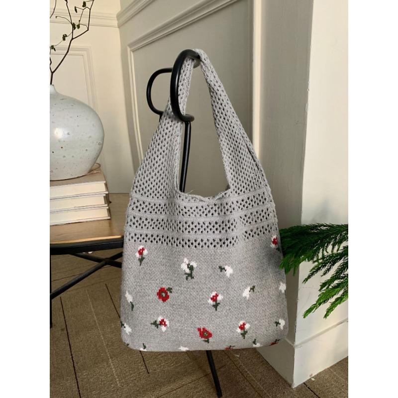 Vintage Knit Bag Large Capacity Tote Bag Woven Bag Handbag for Women