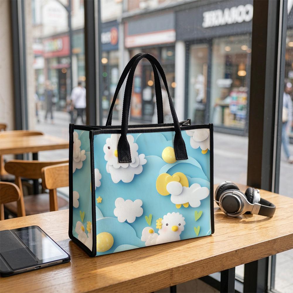  Cute Cloud Chicken Pattern Tote Bag Fashion Casual Large Capacity Handbag for Daily Use