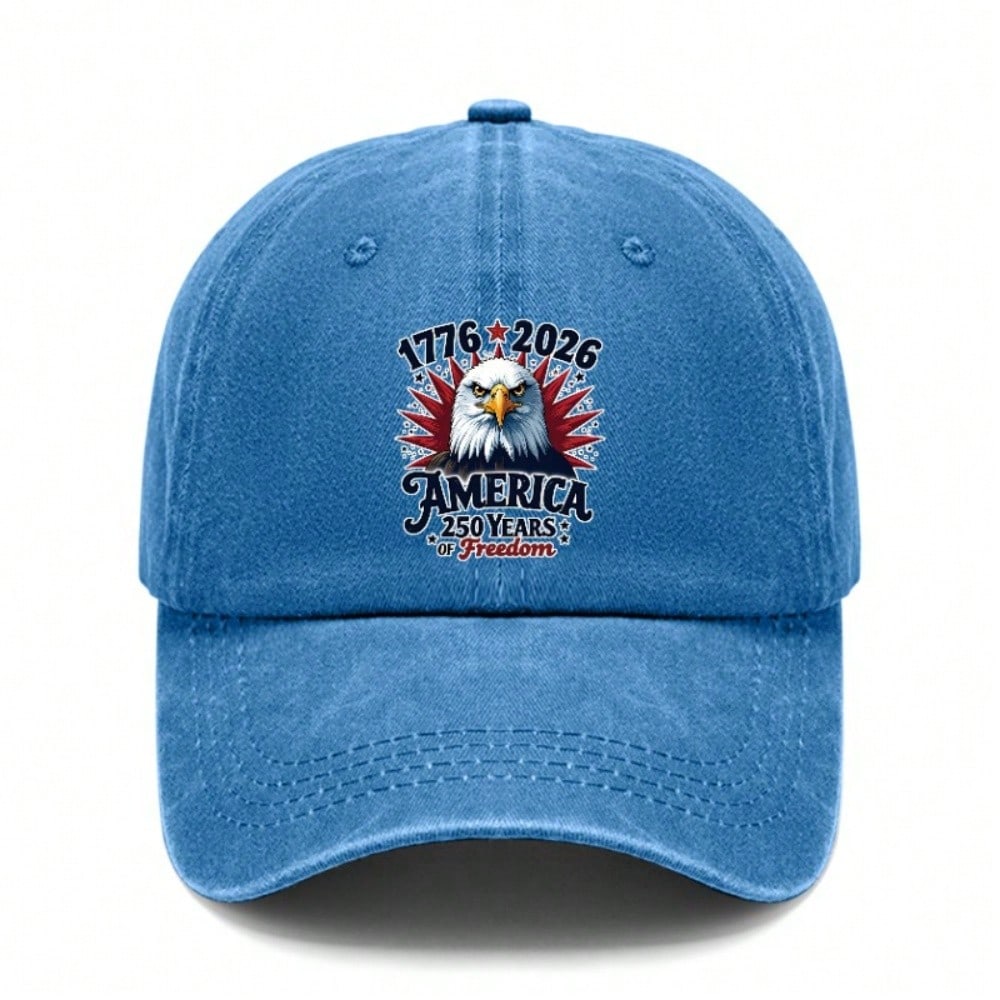 Patriotic Baseball Cap - 250Th Anniversary USA Patriotic Eagle Print Polyester Adjustable Breathable Lightweight Curved Brim Sun Protection Casual