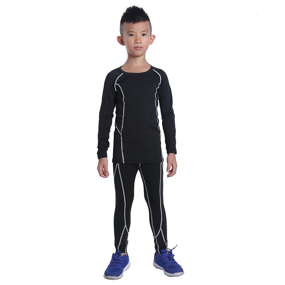 Children's Sports Compression Set: Quick-Drying Long Sleeve Basketball & Football Base Layer for Autumn & Winter.