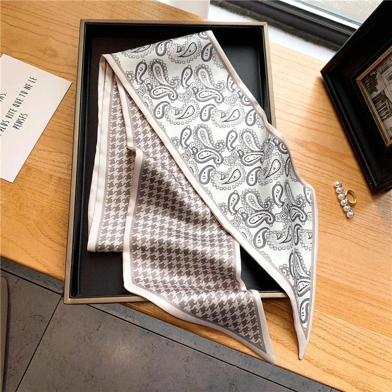 Luxury Long Silk Scarf Female Animal Horse Print Thin Narrow Scarf Bag Hair Band Ribbon Scarfs Women Neckerchief