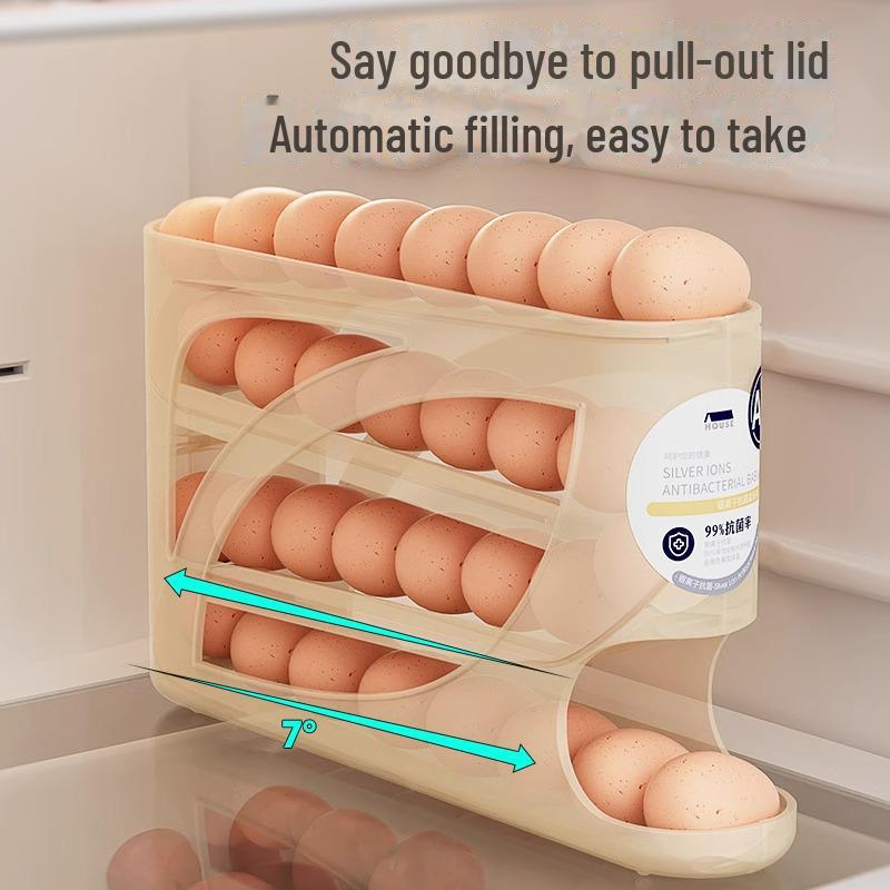 Ящик для хранения яиц: Пищевой, роликовый слайдер для двери холодильника, предотвращает появление запаха