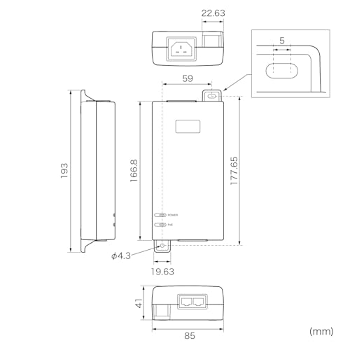 SANWA SUPPLY PoE Injector (Built-in Power Supply, IEEE802.3bt (75W) Compatible) LAN-GIHINJ6