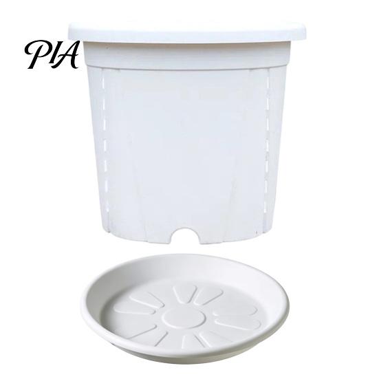 Professional Plant Growing Supplies Resin Flowerpot with Drainage Holes And Saucer, Breathable Pot for Indoor Outdoor Decorative Study Room