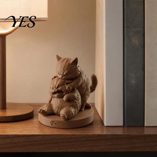Funny Cat Decoration Frolicking Cats Figurine, 3D Printed Playful Statue, Cute Bay Window Figurine Collectible Kitty Sculpture Desktop Ornament