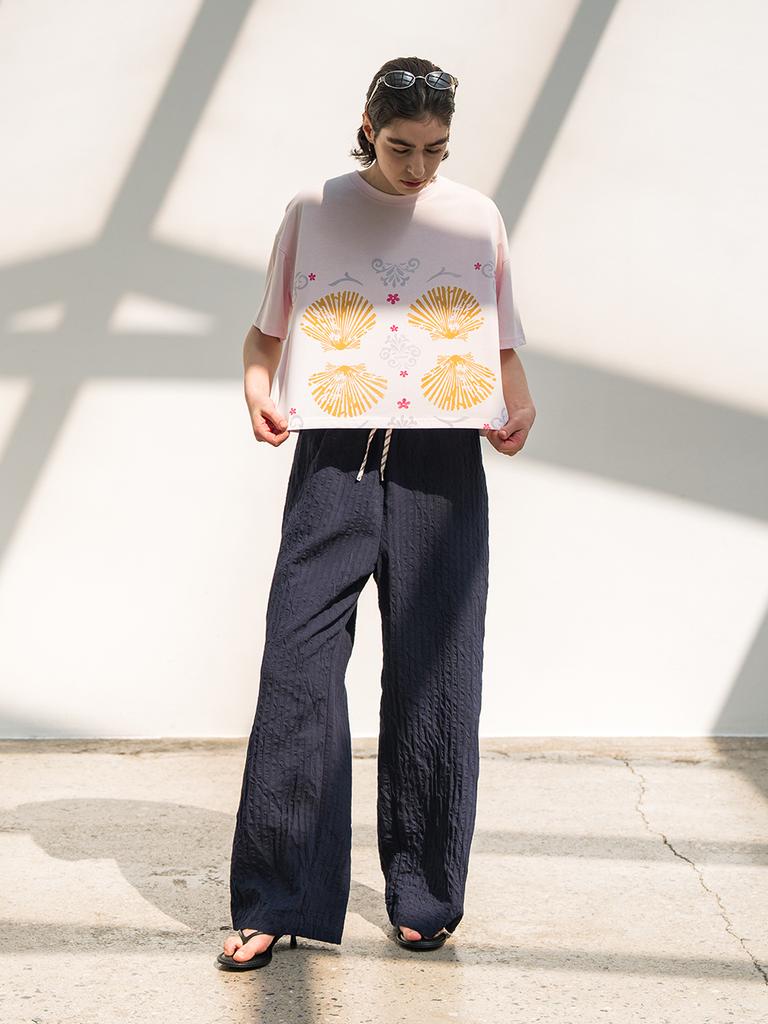 EDENIK Shell Pattern Crop Short Sleeve T-Shirt_Pink