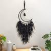 Witchy Crescent Moon Dream Catcher, Witch Pagan Woven Wall Hanging Dreamcatcher with Light, Gothic Wiccan Hippie Decor with Ornament Decoration