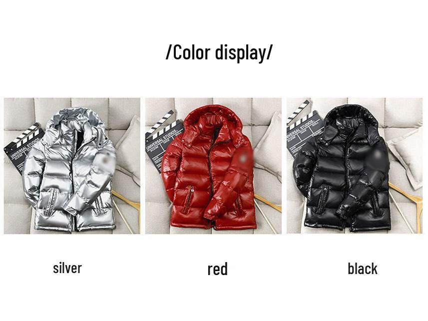 Мужская блестящая зимняя хлопковая куртка – с капюшоном, стильная и утепленная верхняя одежда