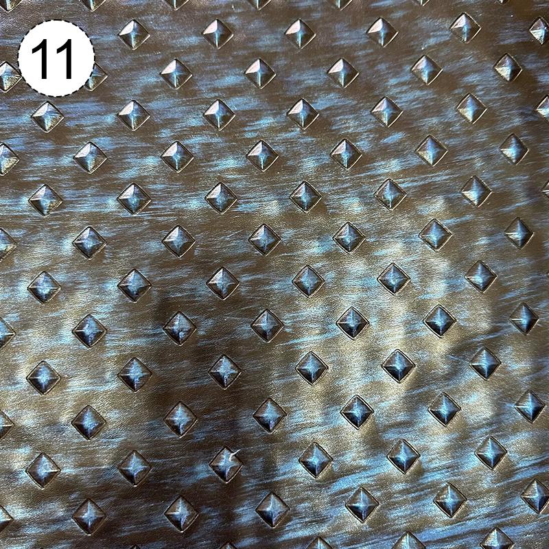 Ретро Металлизированная Тисненая Ромбовидная Кожаная Ткань Жесткая Кожа Для DIY Одежды Доспехи Сценический Костюм Раздвижная Дверь Мягкая Сумка Обивка