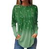 Fashion Women's Long Sleeve T-shirt Round Neck Pullover Casual Plant Willow Branch Pattern  3d Printed Gradient Printed T-shirt