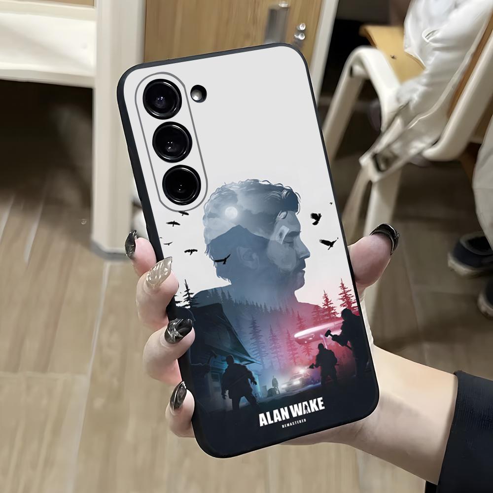 Чехол для телефона A-Alan W-Wake 2 для Samsung S26 S25 S24 FE S23 S22 S21 Plus S20 Ultra Note20Ultra Черный Мягкий