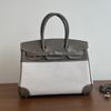 Cartier 30 Titanium Swift Leather Trim Color-blocking Zipper Single-compartment Tote Bag High-end Handheld Womens Bag