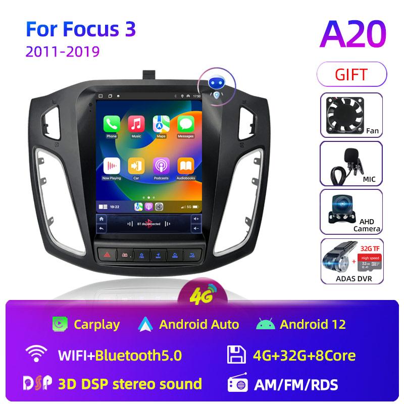 8Core 2 Din Android 12 автомобильный радиоприемник для Ford Focus 3 Mk 3 2011 2012 - 2019 мультимедийный видеоплеер 2Din Carplay Auto Stereo DVD