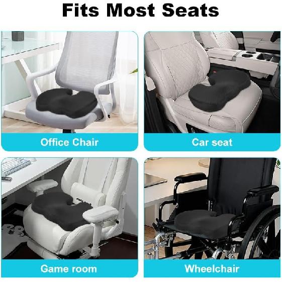 DITSONEO Memory Foam Seat Cushion for Office Chairs & Car Seat, Anti-Slip Ergonomic Chair Cushion for Pressure Relief, Back Support