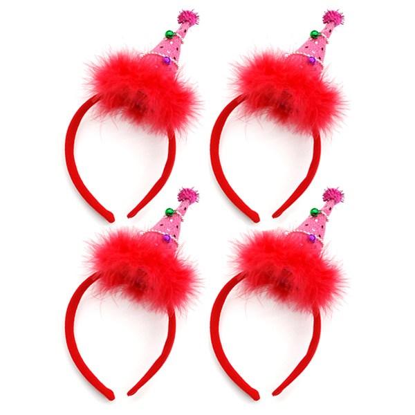 Livingda Christmas Cone Headband, Pink, 4 Pieces