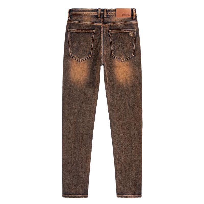 Осенние новые высококачественные потертые джинсы цвета античной бронзы для мужчин, модные брендовые деловые прямые повседневные длинные брюки