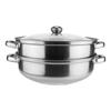 28cm 2-Layer Steamer Stainless Steel Kitchen Boiling Soup Steaming Pot with Lid