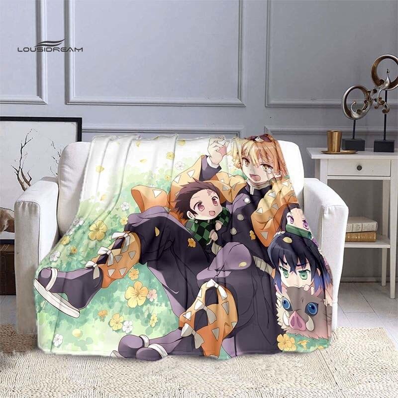Одеяла LOUSIDREAM Demon Slayer для кроватей, дома, путешествий, взрослых, фланелевое одеяло для дивана, кровати, гостиной, дивана, ребенка, сохраняющее тепло