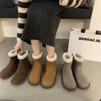 Zhike сапоги-дутики из овечьей шерсти Sangpo Village женские 2025 зимние меховые цельнокроеные утепленные короткие сапоги бархатные хлопковые туфли