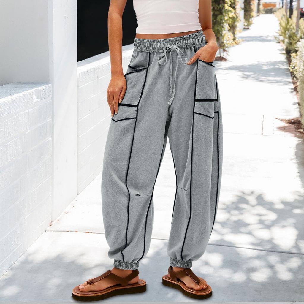 Женские гигиенические брюки, брюки с широкими штанинами, высокая посадка, облегающие ноги, накладные карманы, повседневные брюки