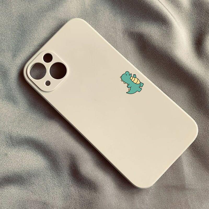 Милый чехол для телефона с мультяшными динозаврами для iPhone 16 15 14 11 12 13 Pro Max Mini 16E 17 Pro. Минималистичный силиконовый чехол для влюбленных.