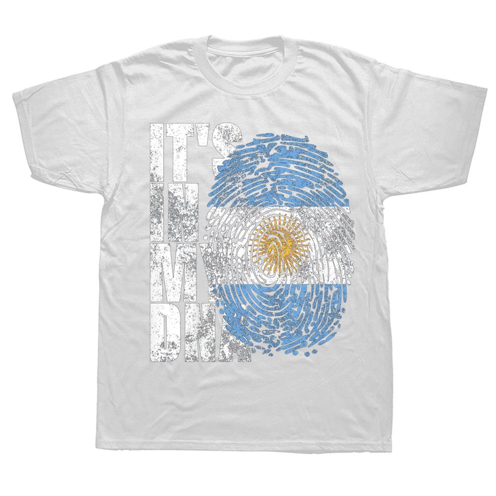 Смешно Это в моей ДНК Аргентинский Крутой Подарок Футболки с флагом Аргентины Лето Парень Хлопок Уличная одежда Подарки на день рождения Футболка Мужчины