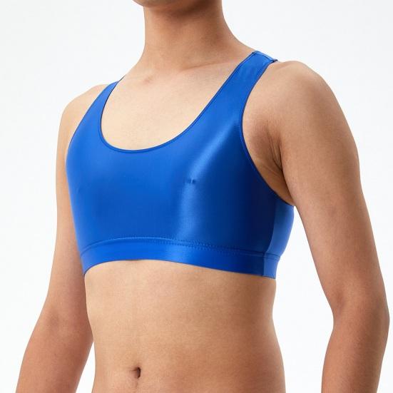 Мужской сексуальный глянцевый шелковистый жилет с круглым вырезом без рукавов, топы на бретельках, сплошной цвет, узкие топы с гладкой поверхностью