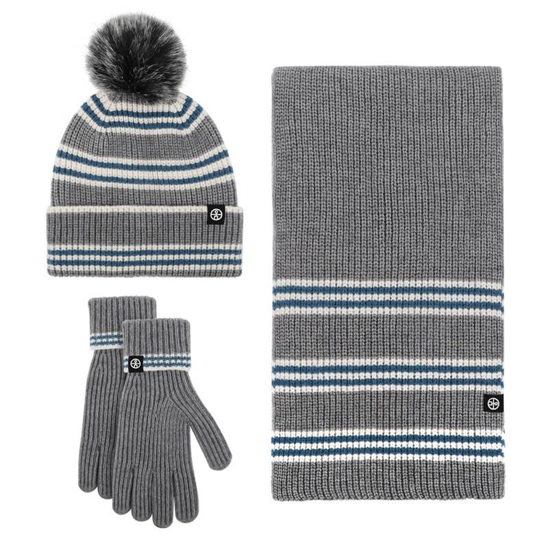 Jacquard Scarf, Hat & Gloves 3-Piece Set