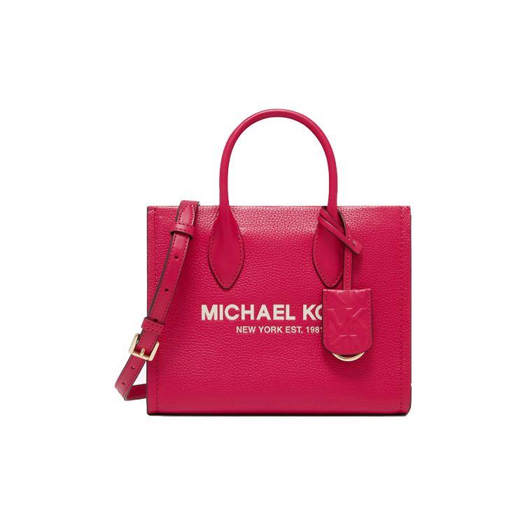 Michael Kors Кожаная сумка-тоут через плечо с принтом логотипа Mk Маленькие женские сумки Розовый 35S2G7ZC5L-936