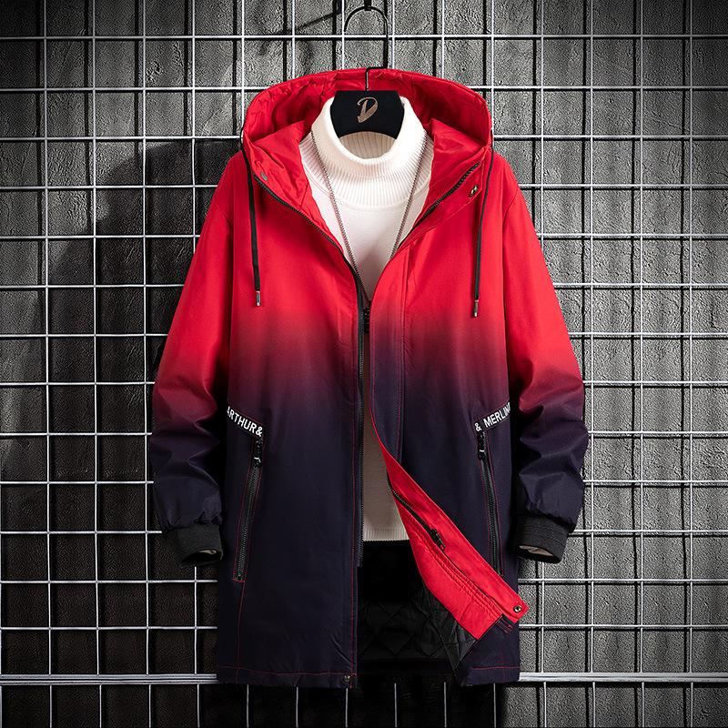 Длинная куртка-карго для мужчин, большие размеры 10XL, куртки с градиентом, ветровка, весна-осень, пальто с капюшоном, мужская черная ветровка, длинный стиль