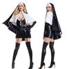 Nun Dress Cosplay Priest Costume with Stockings Masquerade Adult Women Dresses Halloween Carnival Festival Halloween Gloves Headscarf Belt Outfit