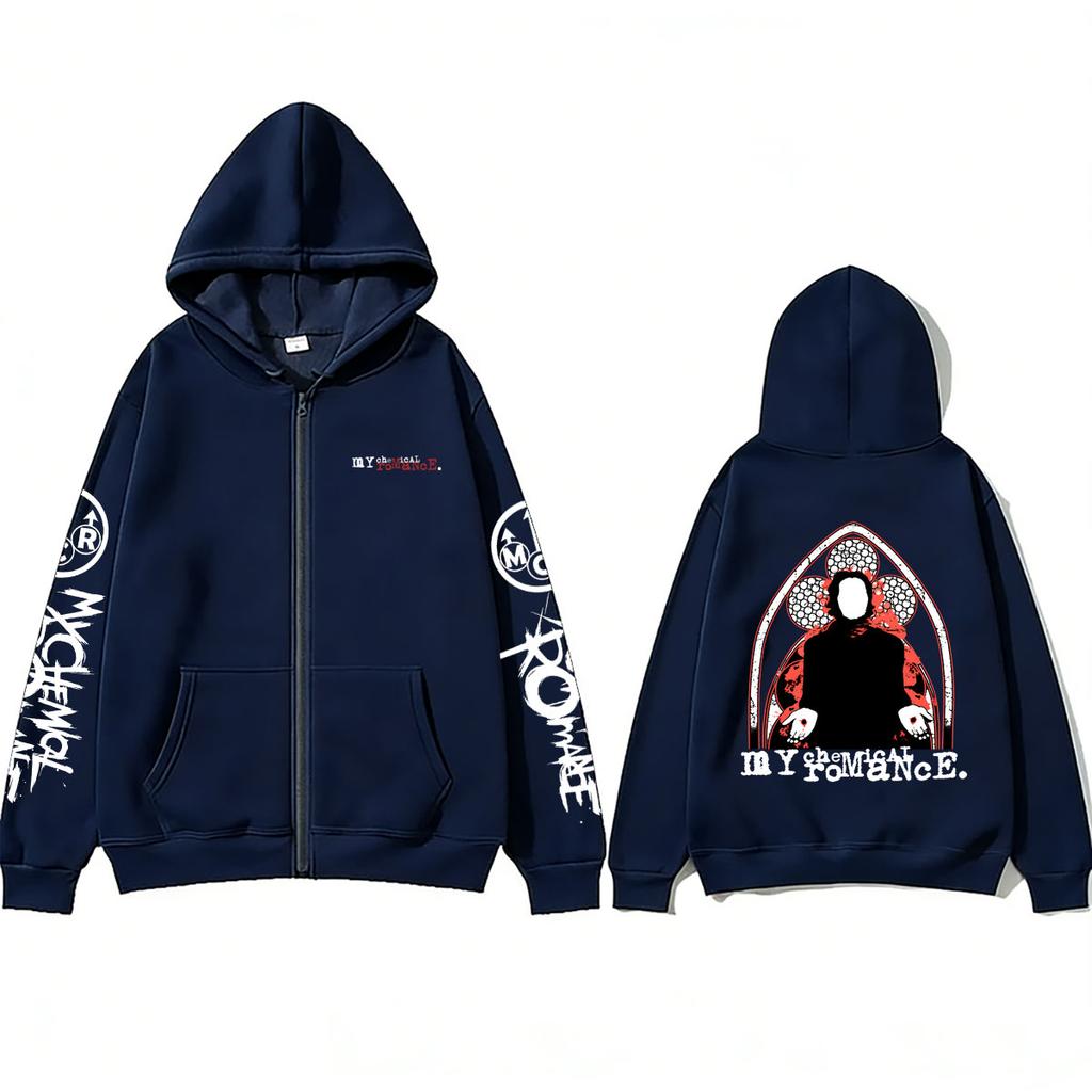 My Chemical Romance Zipper Hoodie Men Vintage Punk Emo Rock Zip Up Jacket Men's Clothing Fashion Oversized Zip Up Sweatshirts