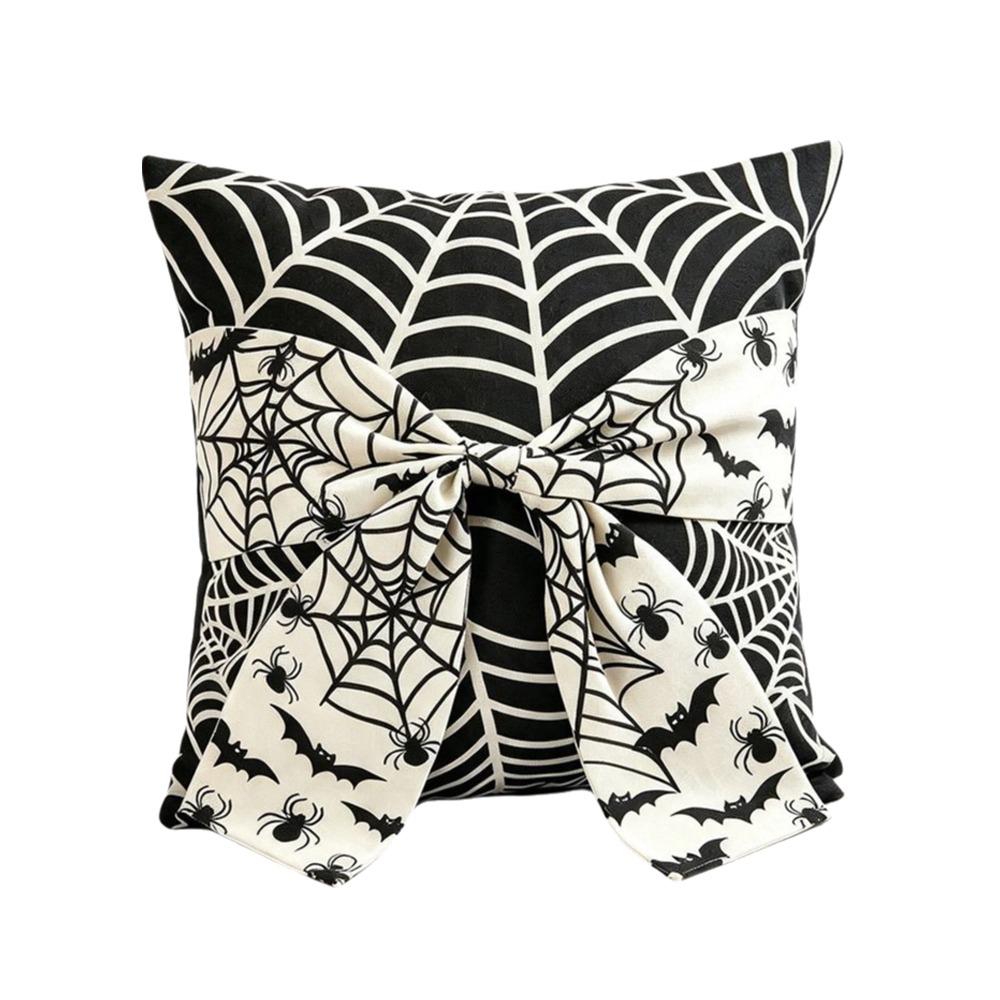 Washable Ghost Print Cushion Cover Soft Fabric Pumpkin Pillow Cover Halloween Decoration