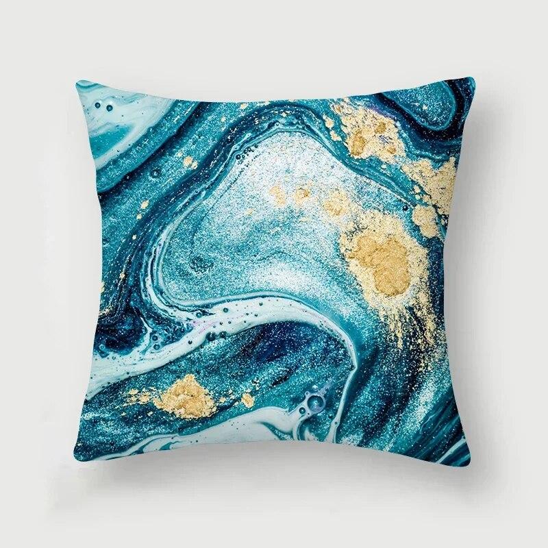 Nordic Blue Marble Polyester Pillowcase Sea Rock Texture Bedside Sofa Chair Throw Pillow Cushion Cover Home Decor