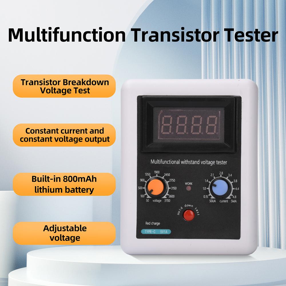 Transistor Tester 0-3700V Adjustable Voltage For IGBT MOS Diode With Type-C Charge Portable Multifunctional Component Tester