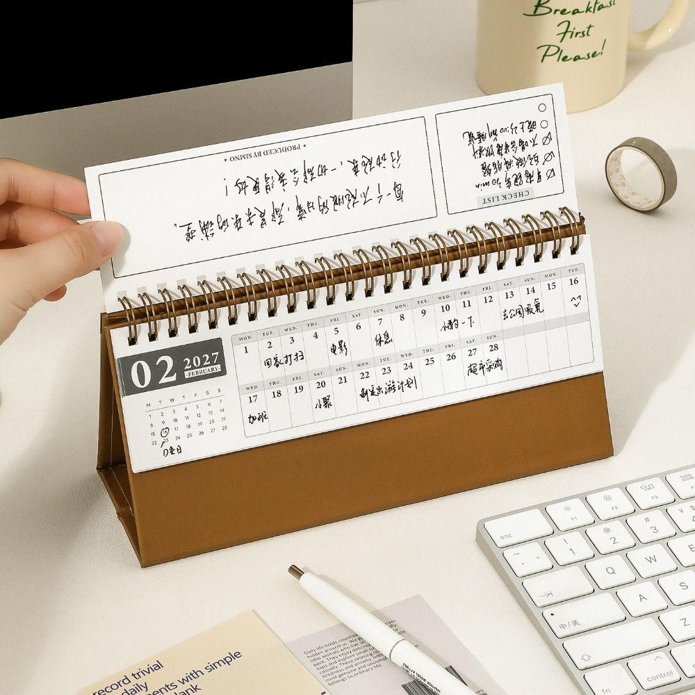 Daily Study 2027 Mini Desk Calendar Foldable English Calendar Portable Record Calendar Home