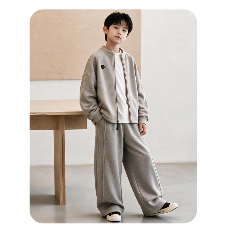Boys Casual Sport Suit 2026 Fall Trendy Knit Cotton Tracksuit Kids