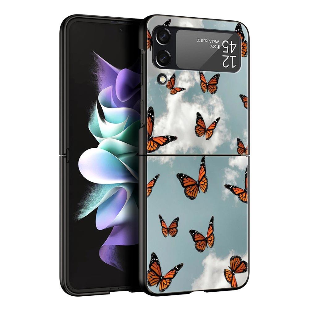 Чехол для телефона Z Flip 4 для Samsung Galaxy Z Flip 3 5G ZFlip3 Flip3 zflip Flip4, черный жесткий чехол для ПК, складной чехол в виде бабочки