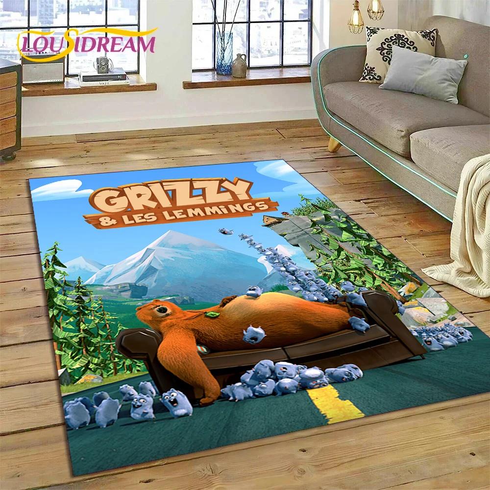 Cartoon Grizzy and The Lemmings Rug Carpet for Living Room Bedroom Home Decor,Floor Mat Non-slip Decoration for Sofa Doormat Kid